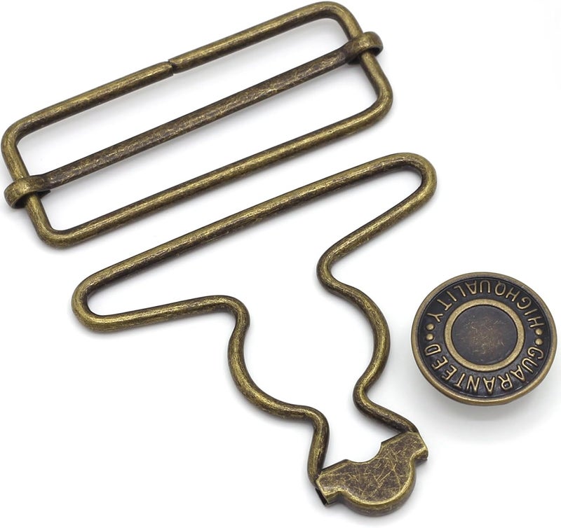 Enosea 2 Sets 2 inch Overall Buckles Replacement, Metal Suspender Buckle Overall Clips with Buckle Slider and Buttons - Image 1
